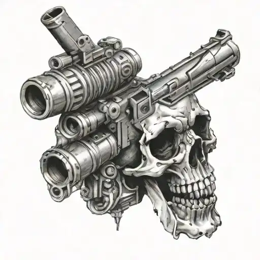 skull with gun tattoo design idea