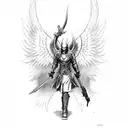 archangel killing devil tattoo design idea