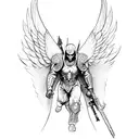 archangel killing devil tattoo design idea