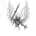 archangel killing devil tattoo design idea