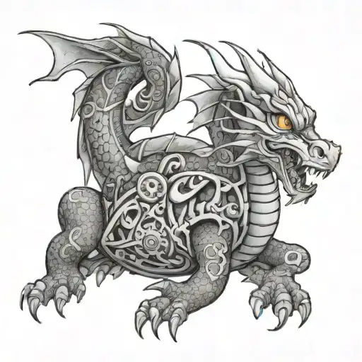 A black and grey tattoo of a dragon wrapped around a Toyota Celica, symbolizing the client's passion for both dragons and cars tattoo design idea