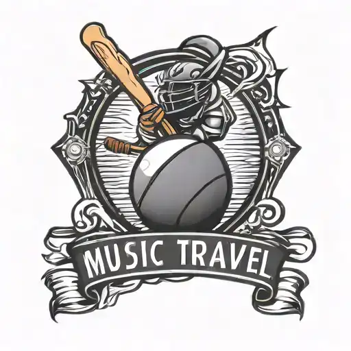 music travel athletics cricket  logo incorporated tattoo design idea