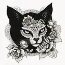 cats roses skull mandala oriental tattoo design idea