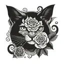 cats roses skull mandala oriental tattoo design idea