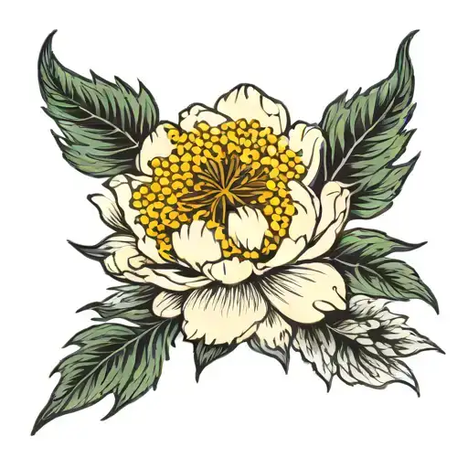 hawthorn flower, peony flower,  tattoo design idea
