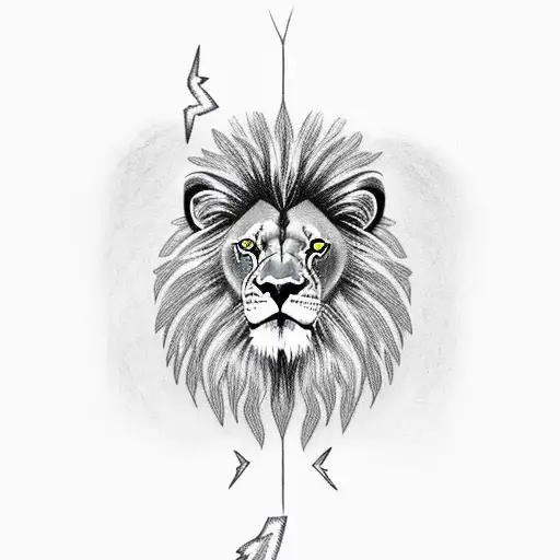 lion with a lightning strike through its face  tattoo design idea