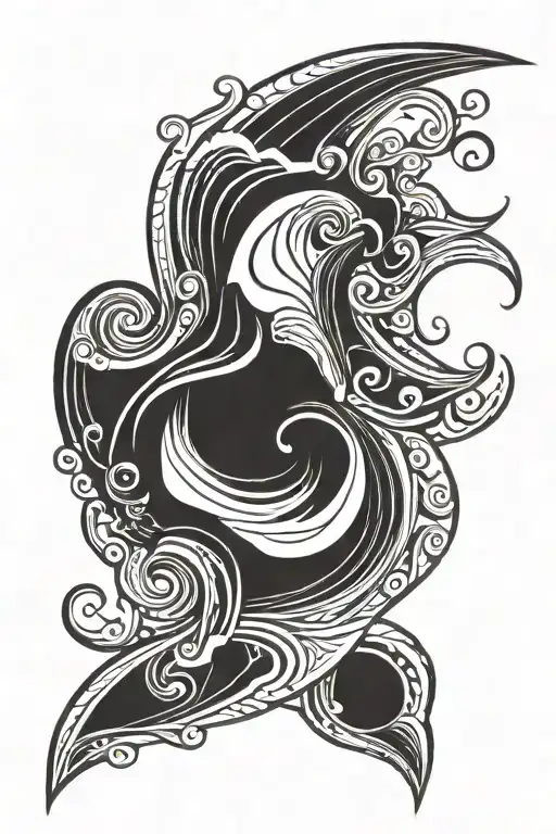 wave barrel shell pattern tattoo design idea