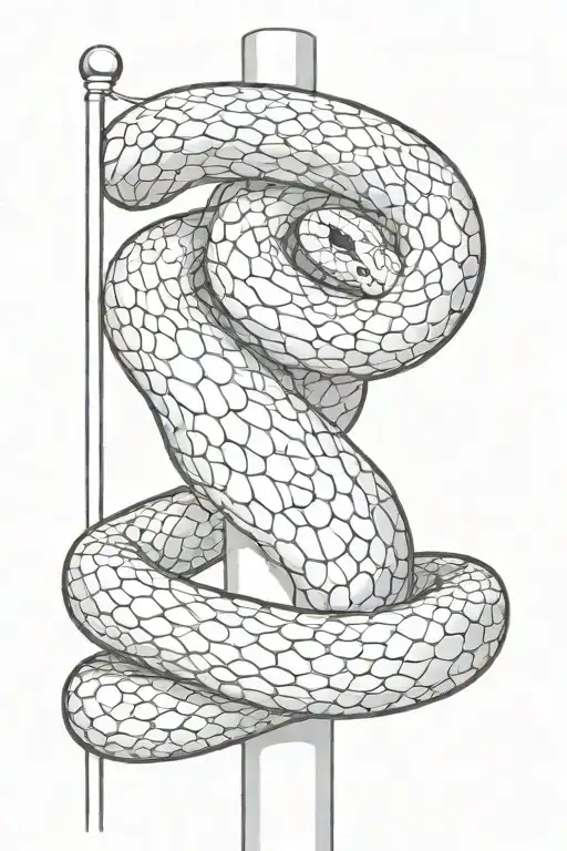 snake wrapped around flag pole tattoo design idea