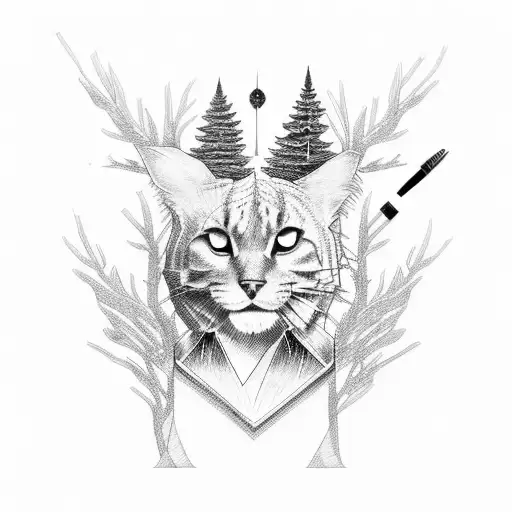 person sitting in pine tree playing electric guitar tattoo design idea