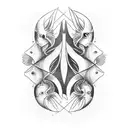 gemini with fish tattoo design idea