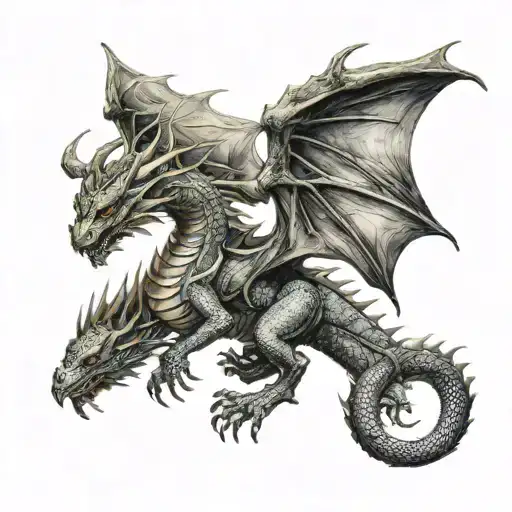 Dragon with wings spread tattoo design idea