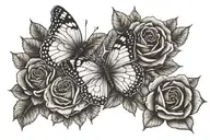 Rose butterfly tattoo design idea