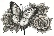 Rose butterfly tattoo design idea
