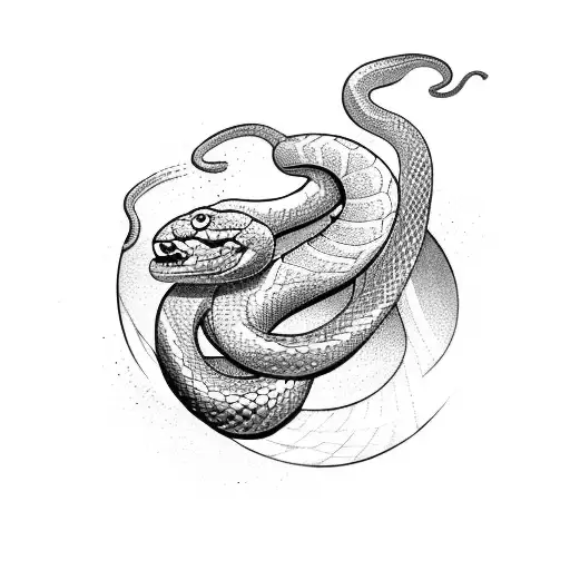 A snake morphing into a volleyball, symbolizing the fusion of exploration and sports tattoo design idea