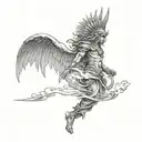Someone walking towards the heaven gates tattoo design idea