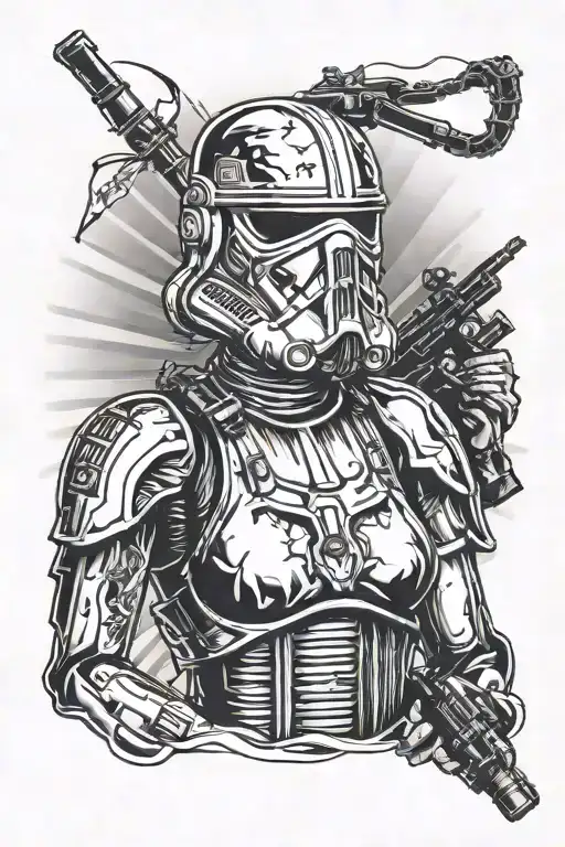 star wars death trooper pinup girl tattoo design idea