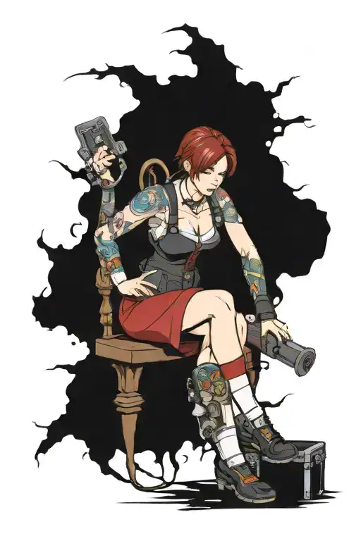 Resident Evil lower leg sleeve showing the characters and important items and themes tattoo design idea