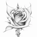 A vertical full burning rose with "555"  tattoo design idea