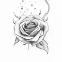 A vertical full burning rose with "555"  tattoo design idea