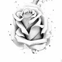 A vertical full burning rose with "555"  tattoo design idea