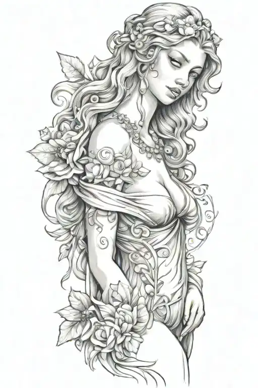 full body Aphrodite realistic beautiful girl shoulder tattoo  tattoo design idea