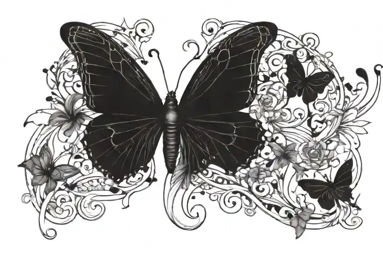 Butterfly with broken wing and says "take these broken wings and learn to fly" tattoo design idea