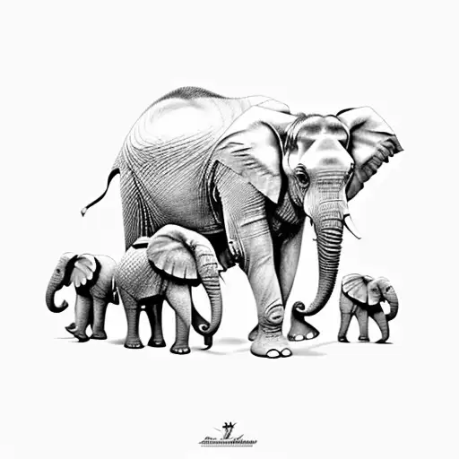 Elephant family tattoo design idea