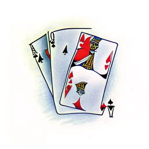 2 of spades and 7 of diamonds playing cards tattoo design idea