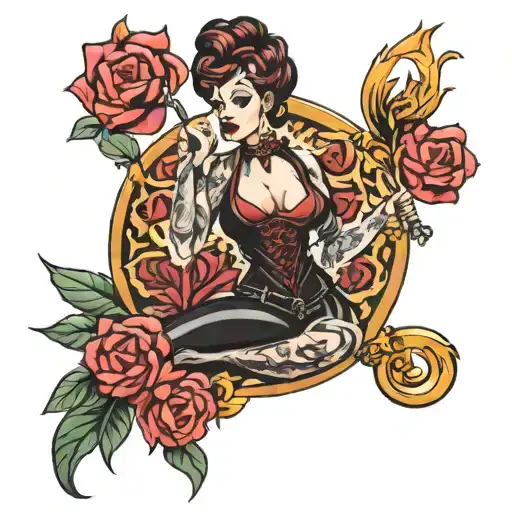 dominatrix oven tattoo design idea