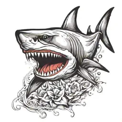 great white shark outline tattoo on white wallpaper tattoo design idea