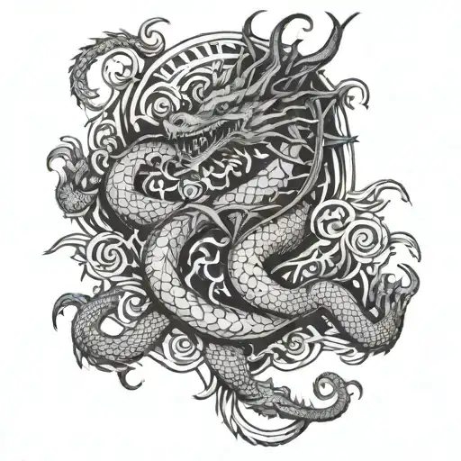 dragon and all known gods tattoo design idea