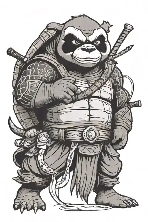 mix between kung du panda and ninja turtle tattoo design idea