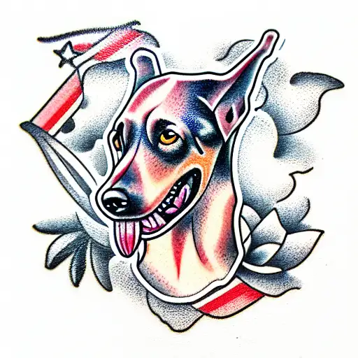 Black and White Doberman Dog with Skull Tattoo Sticker for Sale by Cesar  Caligula  Redbubble