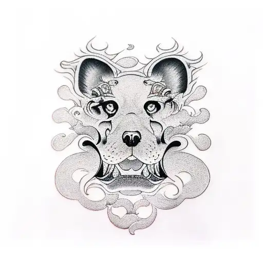 fu dog adhd tattoo design idea