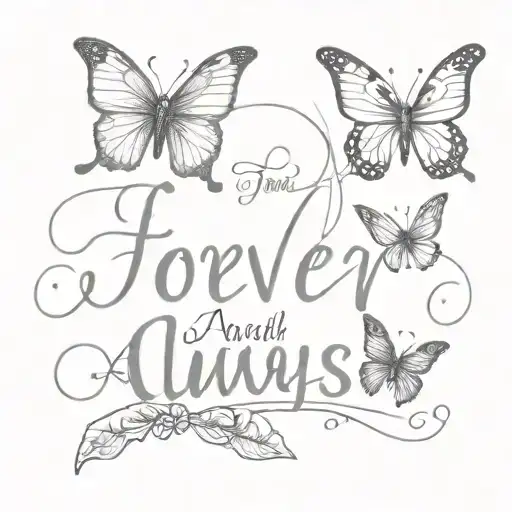 forever and always with butterfly  tattoo design idea