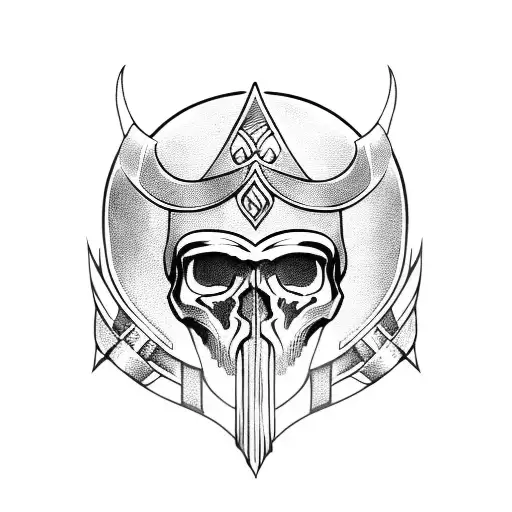viking skull with helmet tattoo design idea