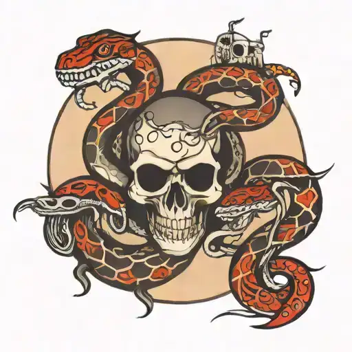 von dutch word and two snakes and a neuron  tattoo design idea