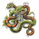 von dutch word and two snakes and a neuron  tattoo design idea