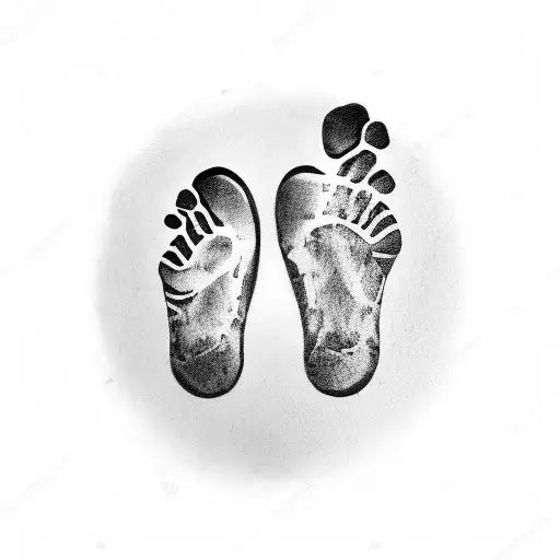 child's footprint with birthdate realistic  tattoo design idea