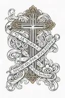 cross Ten Commandments written tattoo design idea