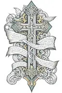 cross Ten Commandments written tattoo design idea