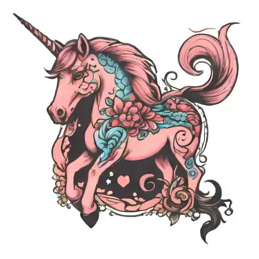pink pony tattoo design idea