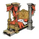 bed with pillars tattoo design idea