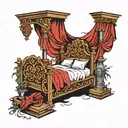 bed with pillars tattoo design idea