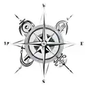compass with anchor tattoo design idea