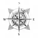 compass with anchor tattoo design idea