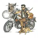 Mad max with dog tattoo design idea