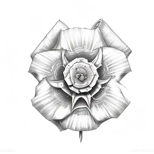 spanner  and violet flower tattoo design idea