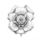 spanner  and violet flower tattoo design idea