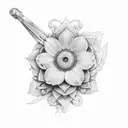 spanner  and violet flower tattoo design idea